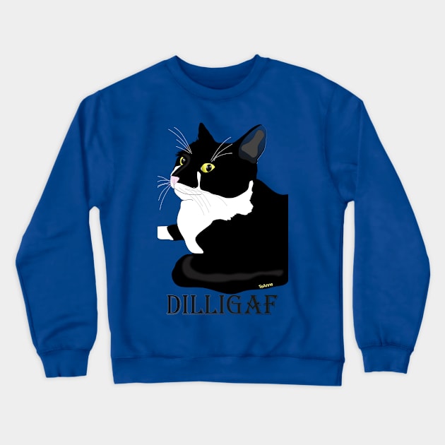 Cute Tuxedo Cat DILLIGAF Attitude Crewneck Sweatshirt by TeAnne